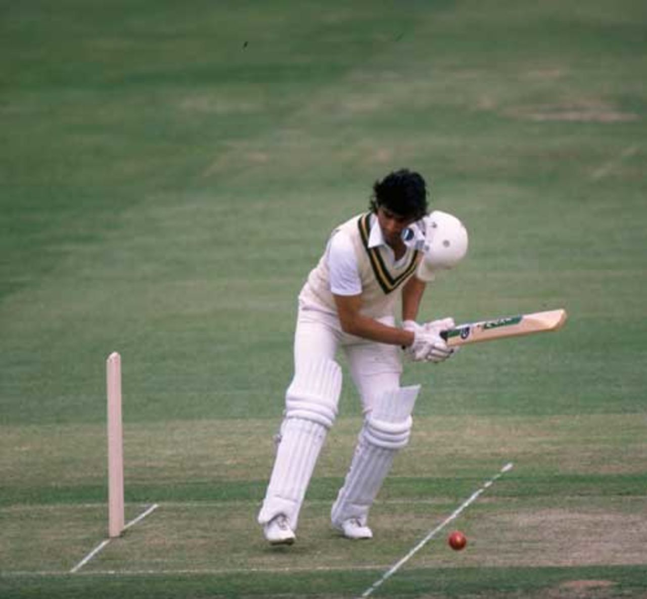 Mohsin Khan loses his helmet to a bouncer from Bob, England v Pakistan at Lord's, World Cup 1983
