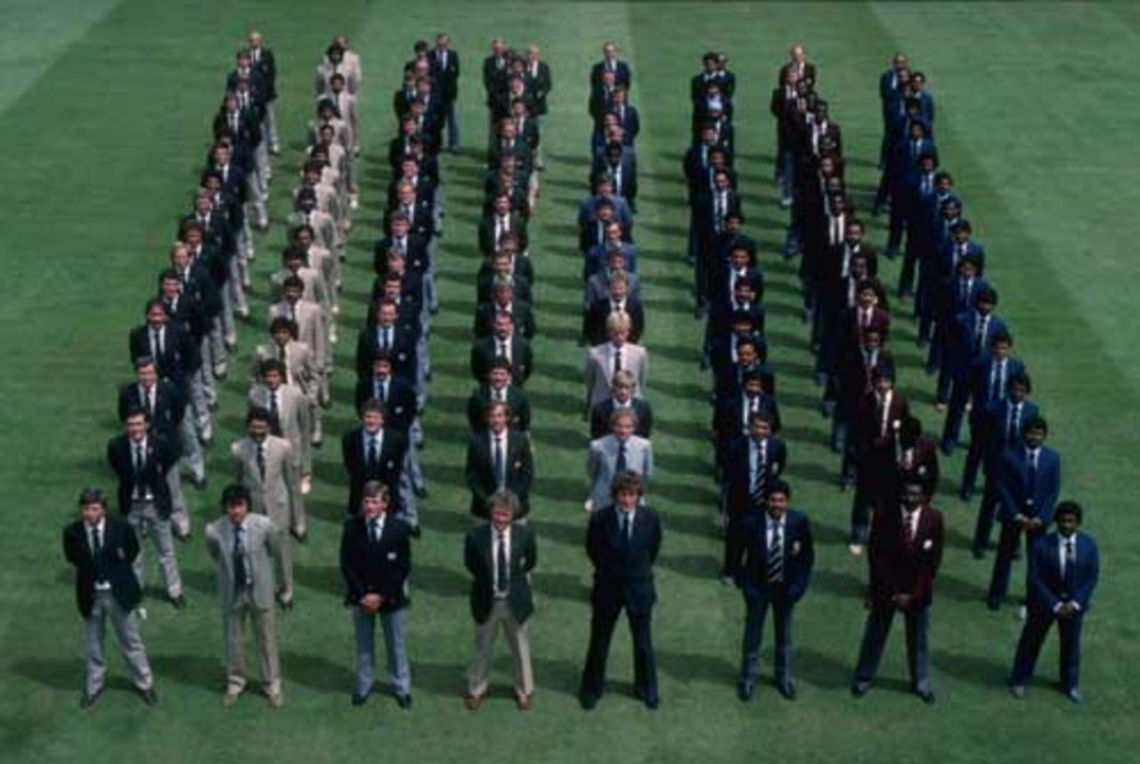 The teams line up at Lord's before the 1983 World Cup