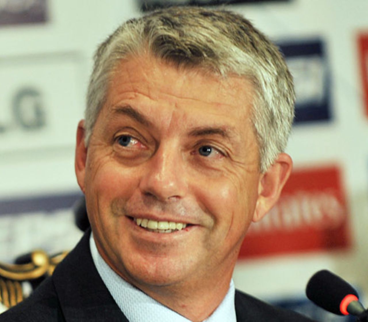 Acting ICC chief executive Dave Richardson smiles during the launch ceremony of the Champions Trophy, Lahore, June 18, 2008