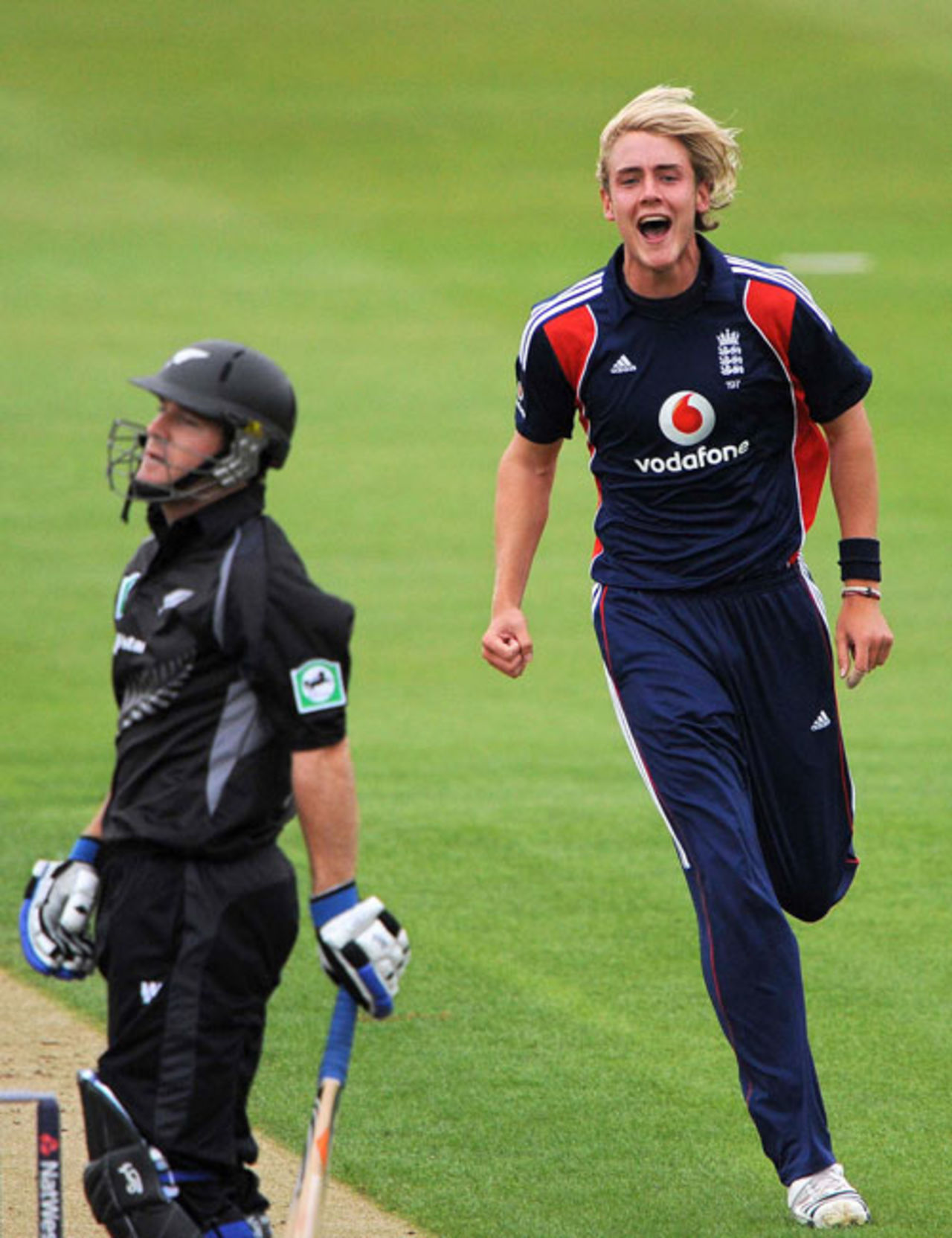 Stuart Broad celebrates the wicket of Jamie How, England v New Zealand, 2nd ODI, Edgbaston, June 18, 2008