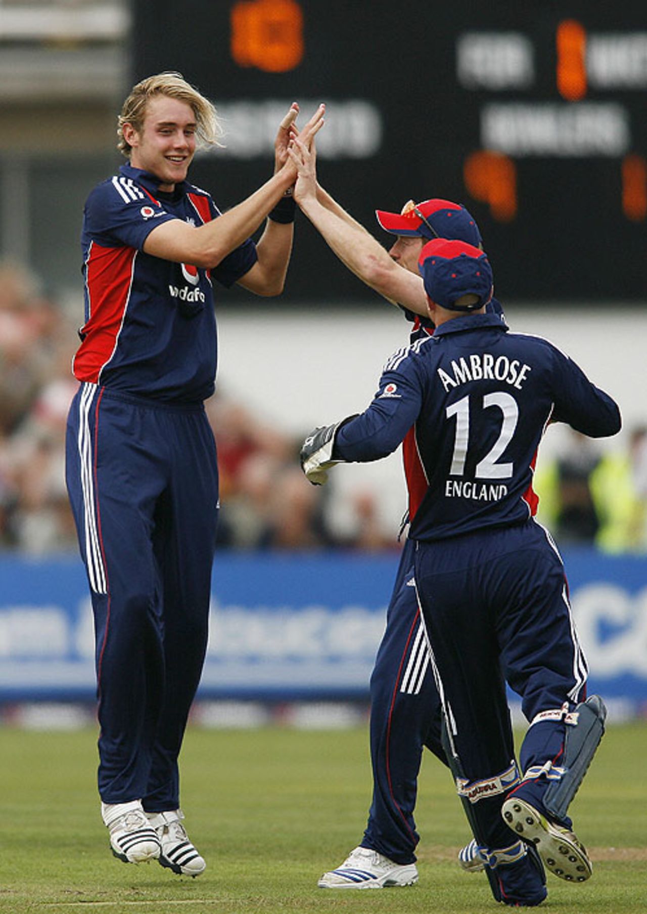 Stuart Broad celebrates another wicket with the new ball, England v New Zealand, 3rd ODI, Bristol, June 21, 2008