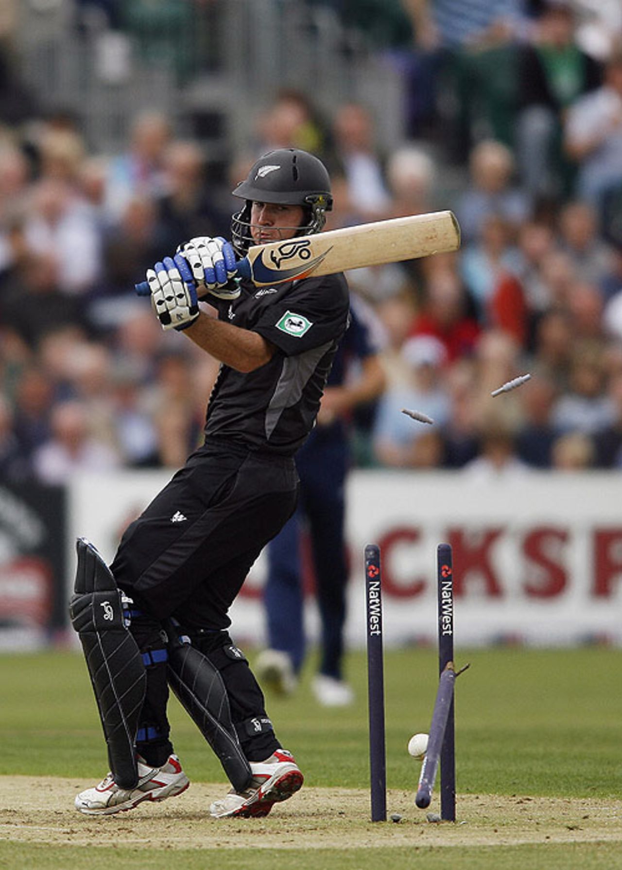Jamie How drags a pull into his stumps, England v New Zealand, 3rd ODI, Bristol, June 21, 2008