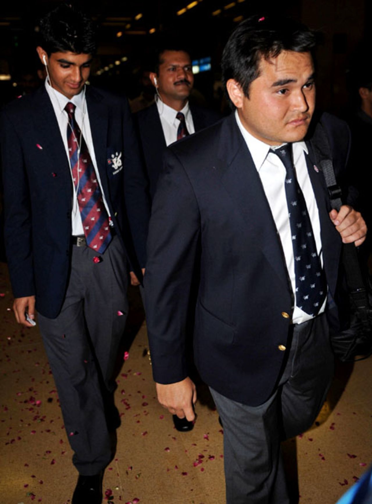 Hong Kong players Roy Lamsam, Waqas Barkat and Munir Dar arrive in Karachi for the Asia Cup, June 21, 2008