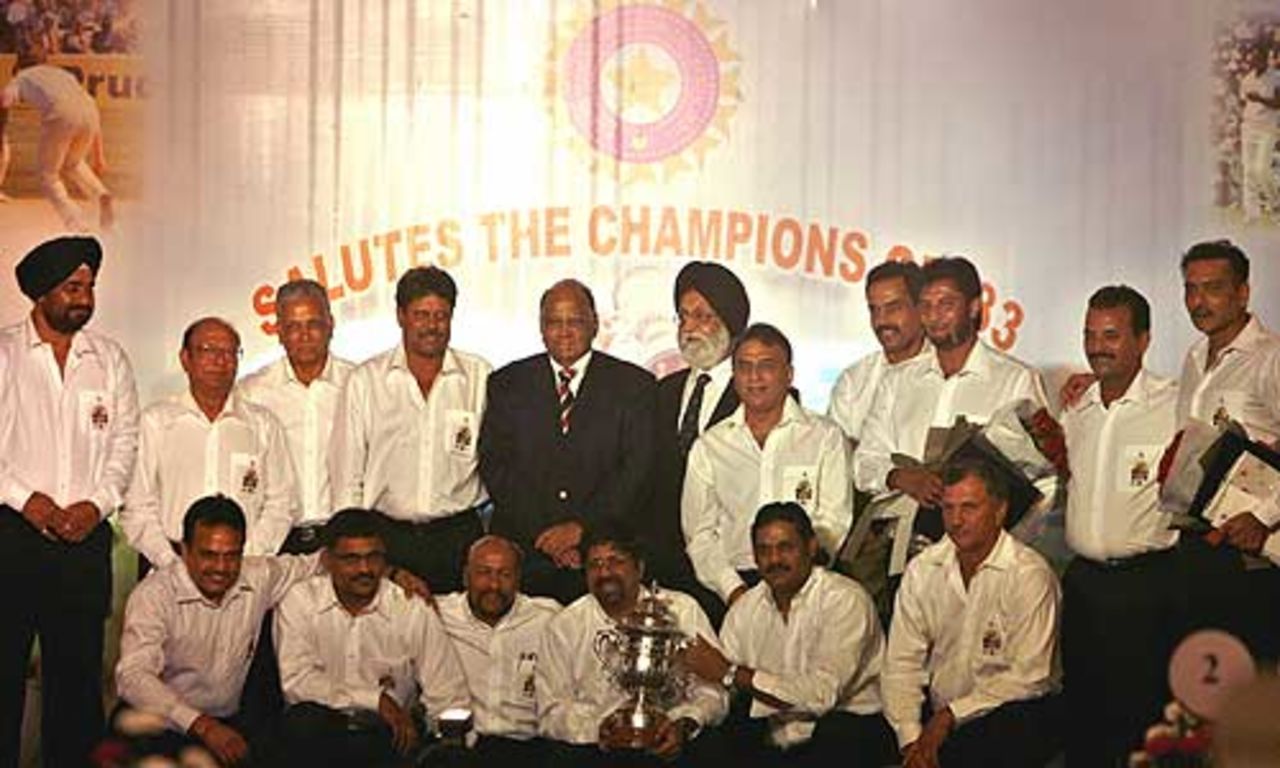The 1983 World Cup-winning Indian side poses with various dignitaries at a function hosted by the BCCI, New Delhi, June 22, 2008
