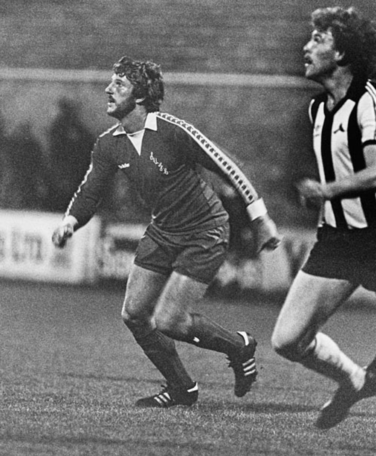 Ian Botham plays football for Scunthorpe United, 1980