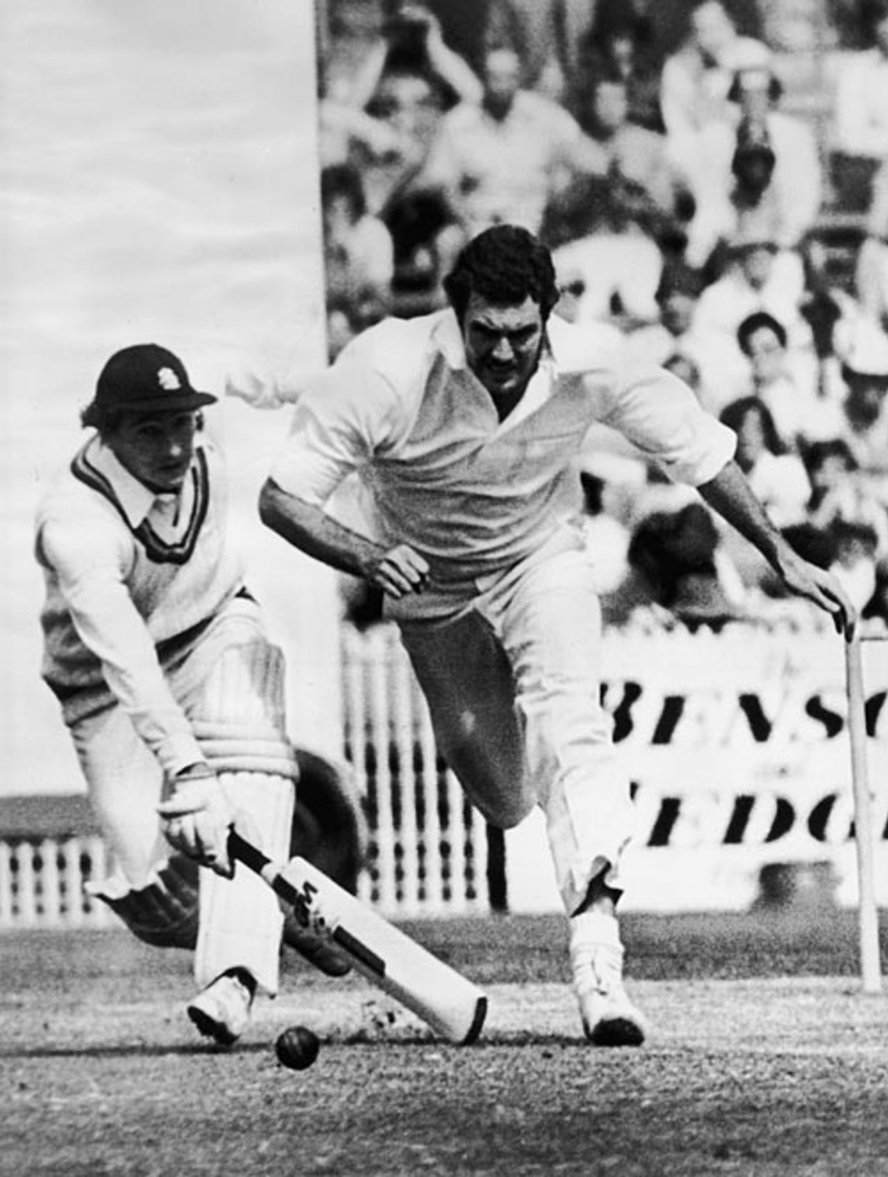 Derek Randall and Greg Chappell during the Centenary Test, MCG, March 1977