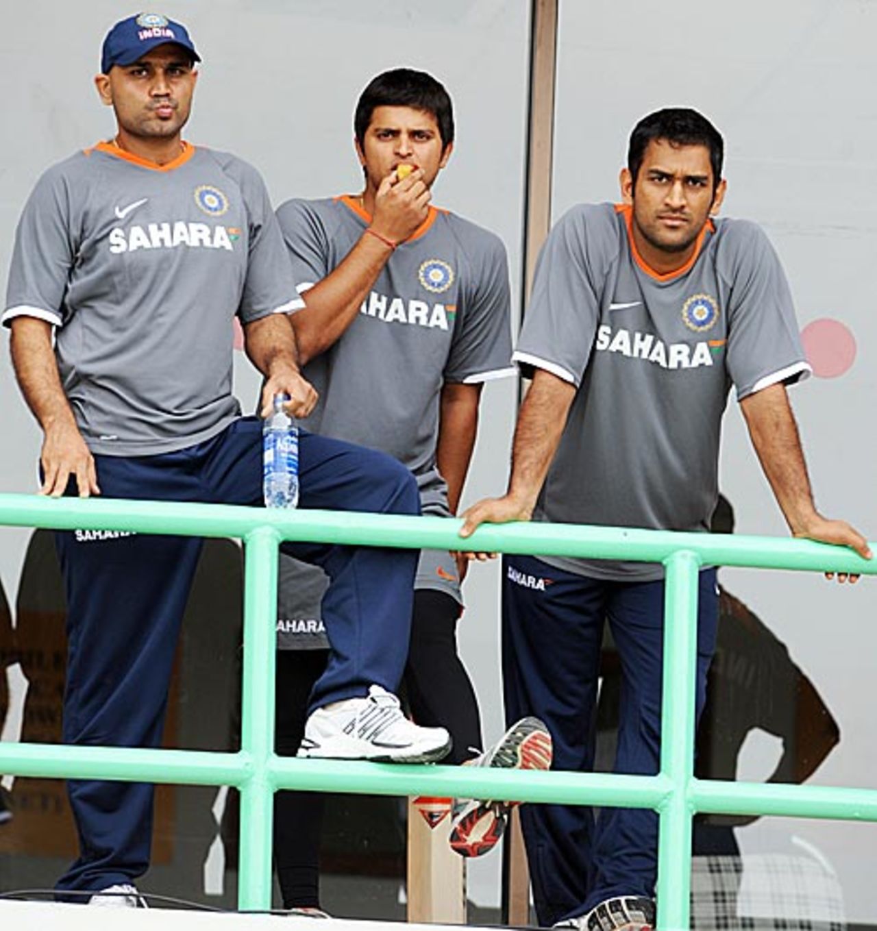 Virender Sehwag, Suresh Raina and Mahendra Singh Dhoni at the National Stadium, Karachi, June 23, 2008