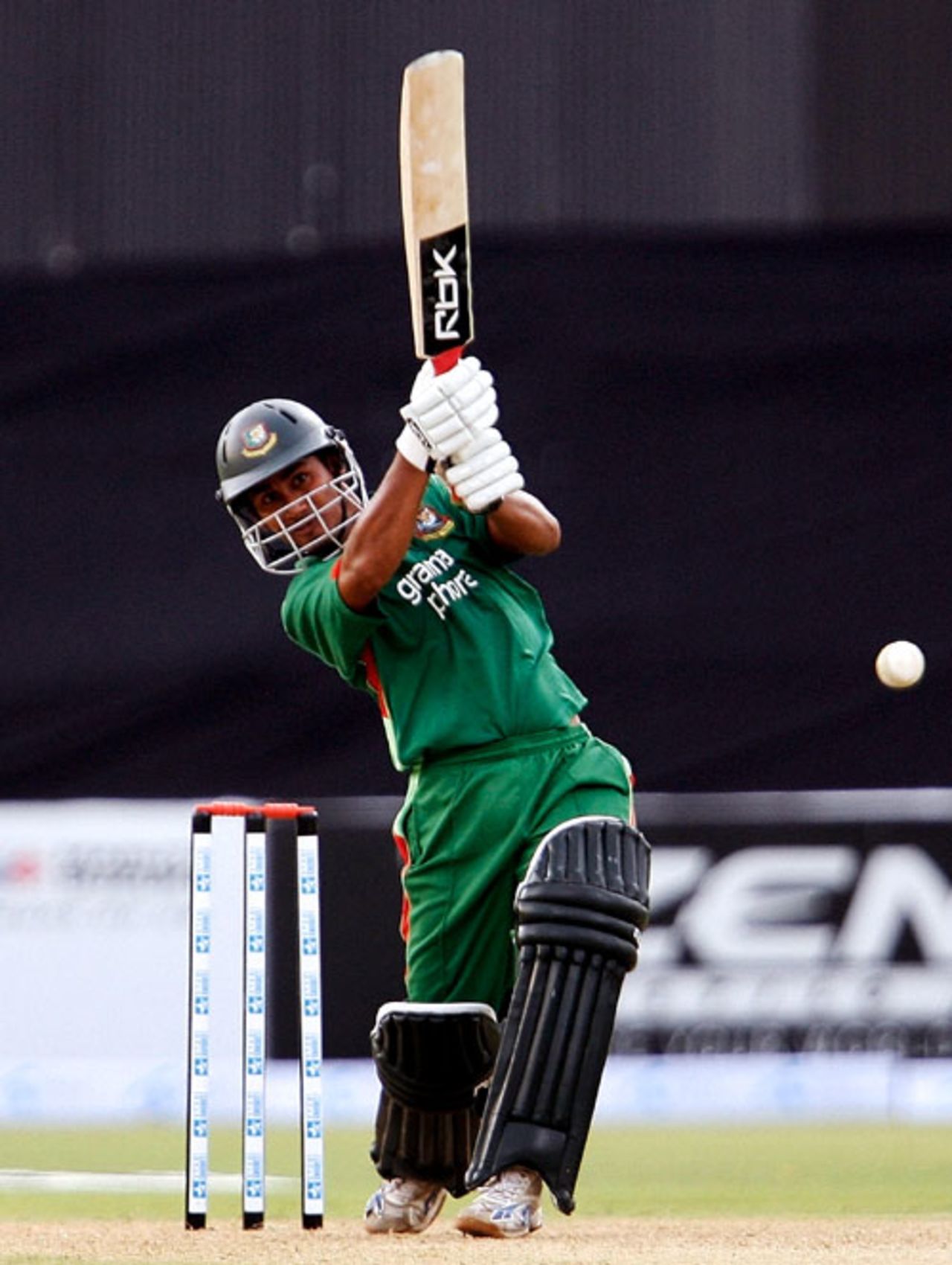 Mohammad Ashraful hits one down the ground during his hundred, Bangladesh v UAE, Group A, Asia Cup, Lahore, June 24, 2008
