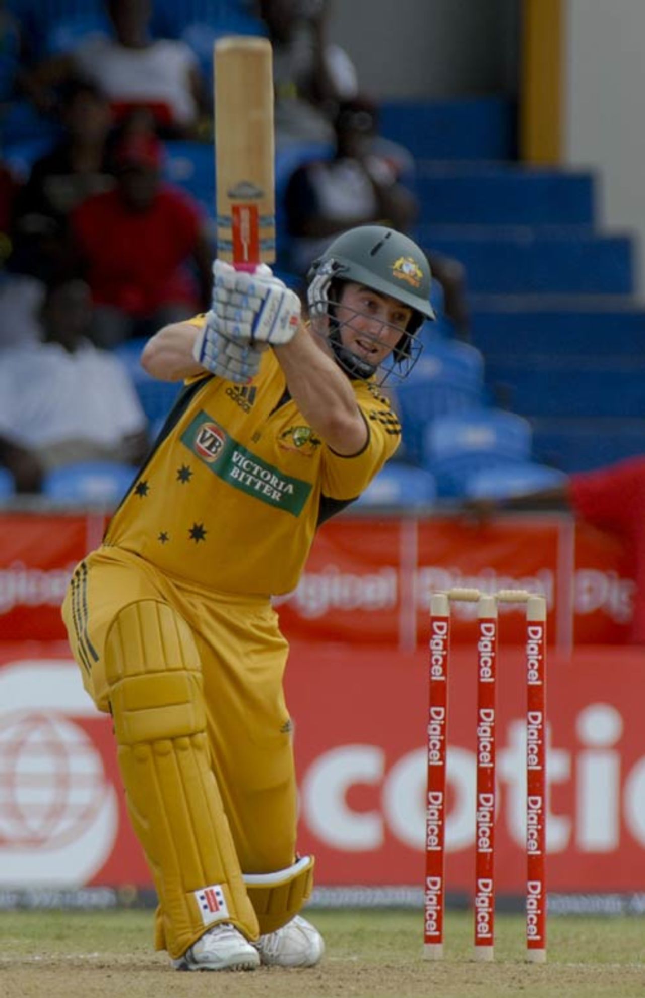 Shaun Marsh drives during his half-century on debut, West Indies v Australia, 1st ODI, St Vincent, June 24, 2008