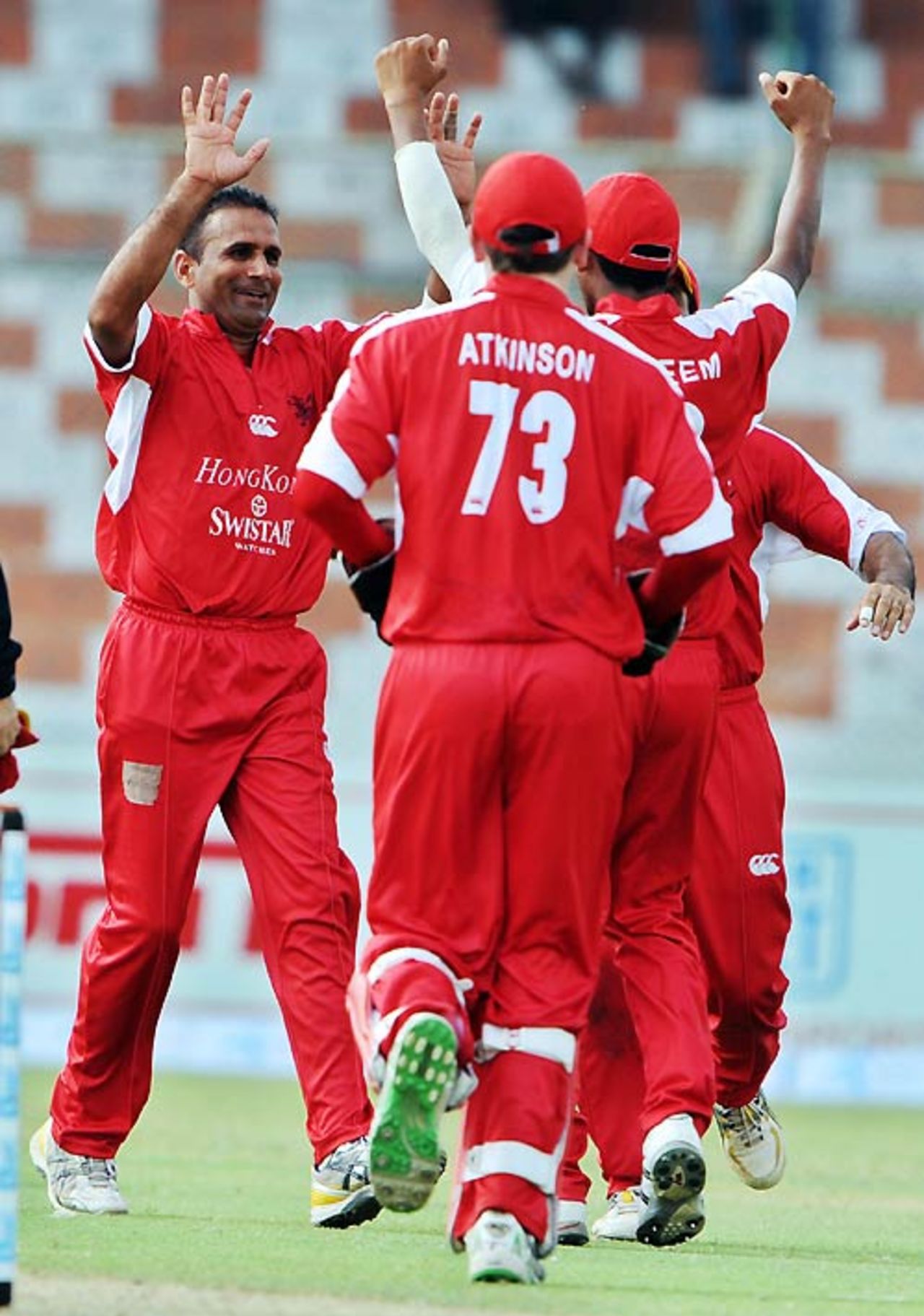 Hong Kong celebrate the run-out of Rohit Sharma for 11, Hong Kong v India, Group B, Asia Cup, Karachi, June 25, 2008