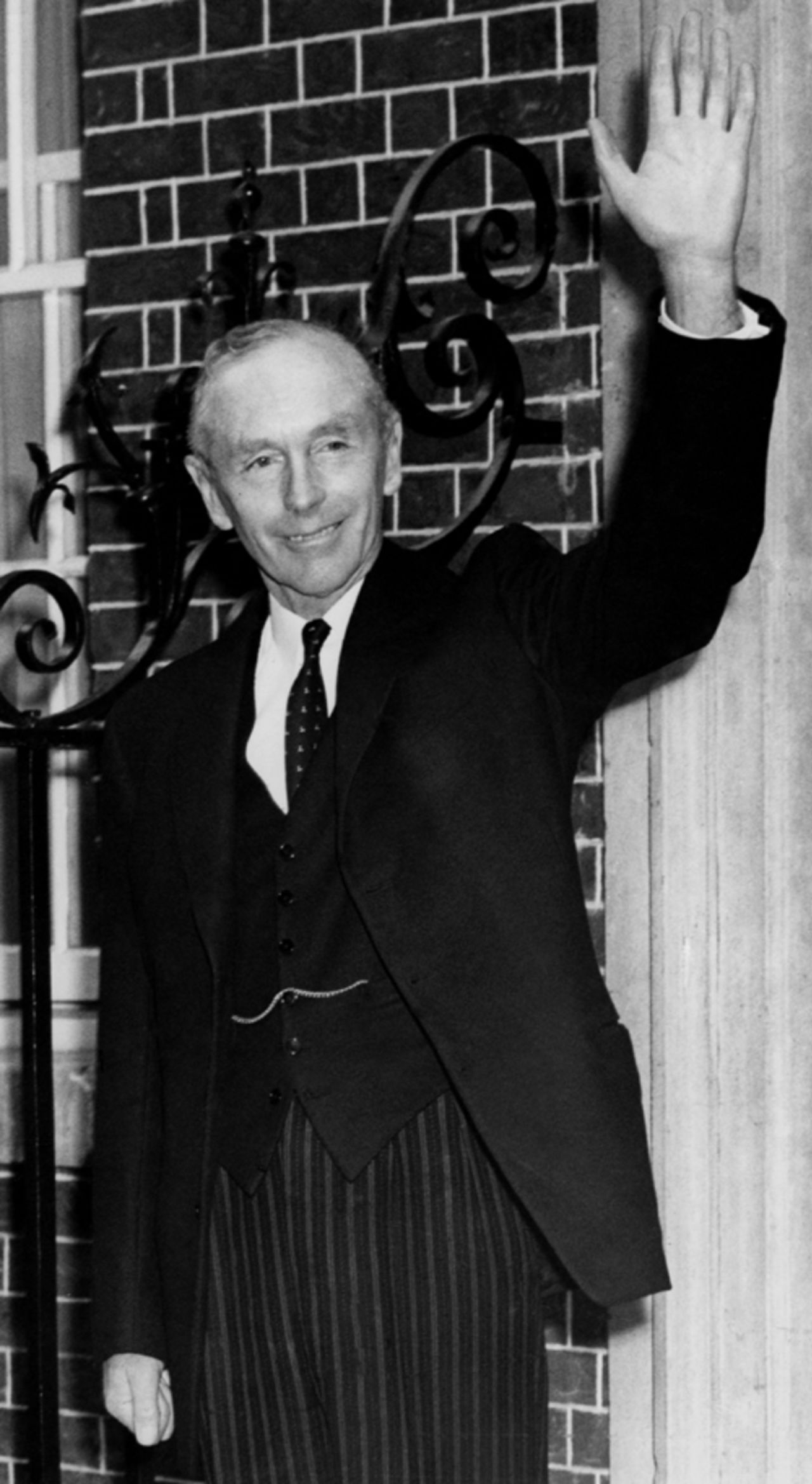 Sir Alec Douglas Home on the steps of 10 Downing Street