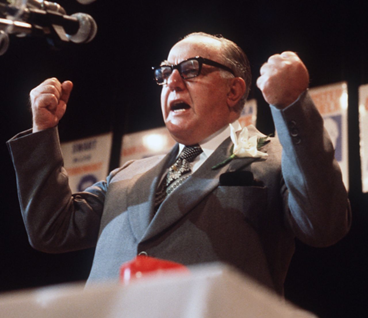 John Vorster addresses a party conference