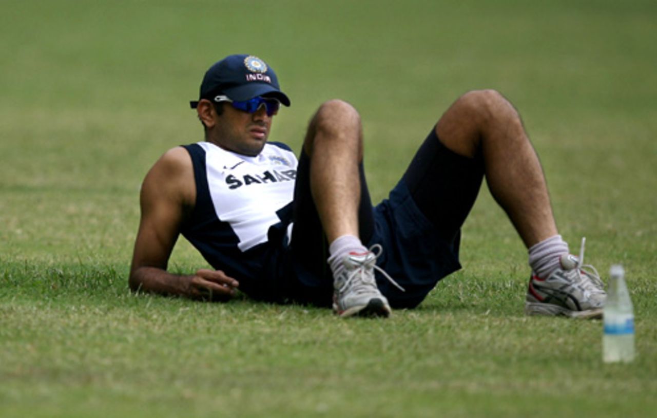 Rahul Dravid takes a break during the National Cricket Academy camp, Bangalore, June 26, 2008