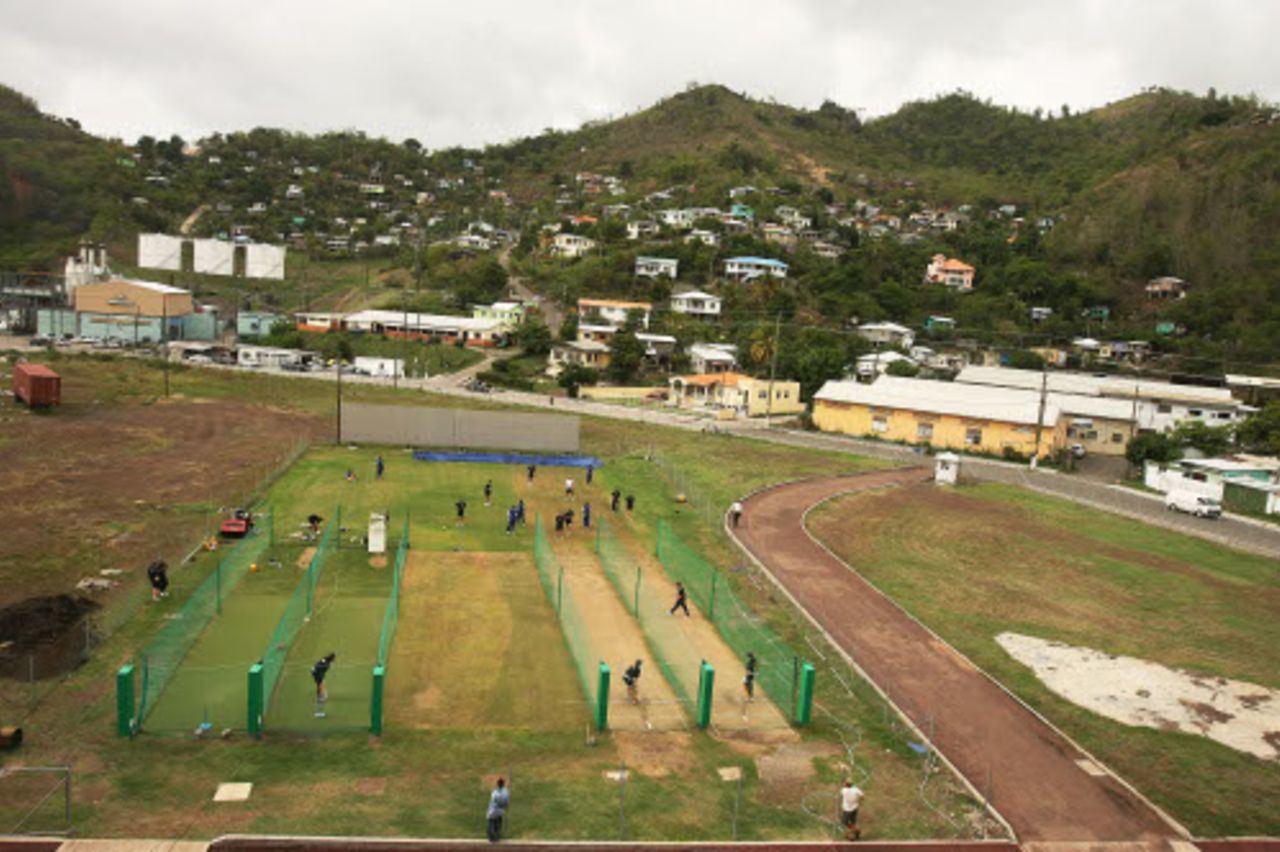 A bird's eye view of the Australian nets session outside the Queen's Park Stadium, Grenada, June 26, 2008