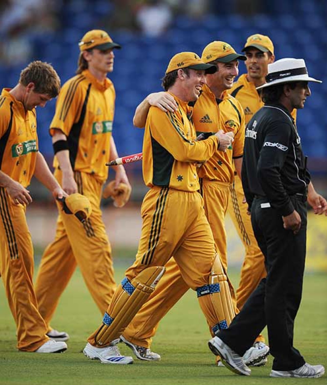 Luke Ronchi and Shaun Marsh, WA-turned-Australian team-mates, leave the field, West Indies v Australia, 2nd ODI, Grenada, June 27, 2008
