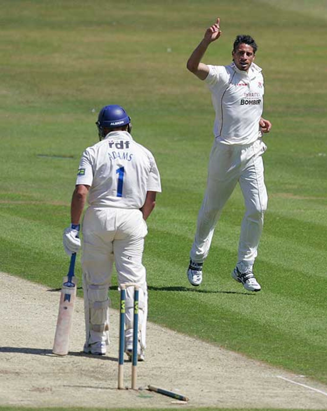 Sajid Mahmood made Chris Adams the first of five wickets, Sussex v Lancashire, County Championship, Hove, 1st day, June 29, 2008
