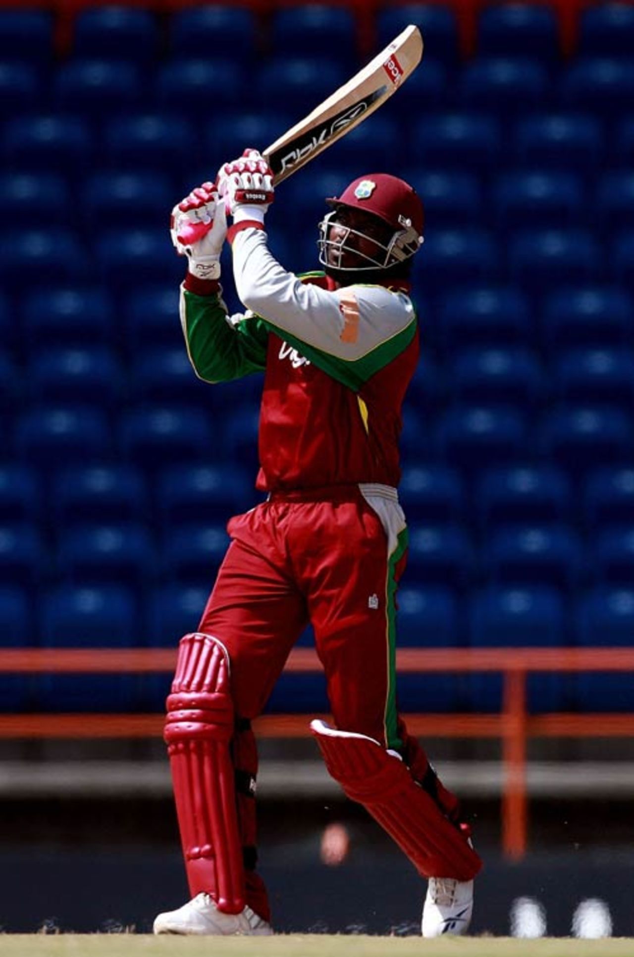 Chris Gayle goes over the top during his 53, West Indies v Australia, 3rd ODI, Grenada, June 29, 2008