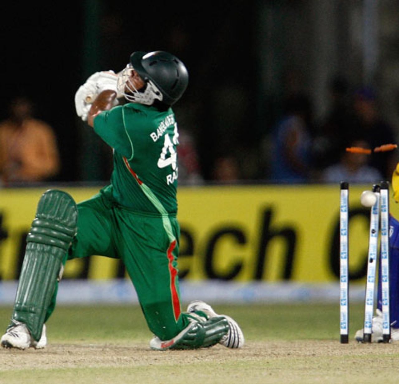 Abdur Razzak was bowled after his attempted swipe didn't connect with the ball, Bangladesh v Sri Lanka, Super Four, Asia Cup, Karachi, June 30, 2008