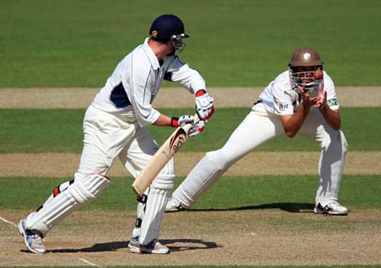 Darren Stevens is caught at short leg off Saqlain Mushtaq, Surrey v Kent, 2nd day, The Oval, June 30, 2008
