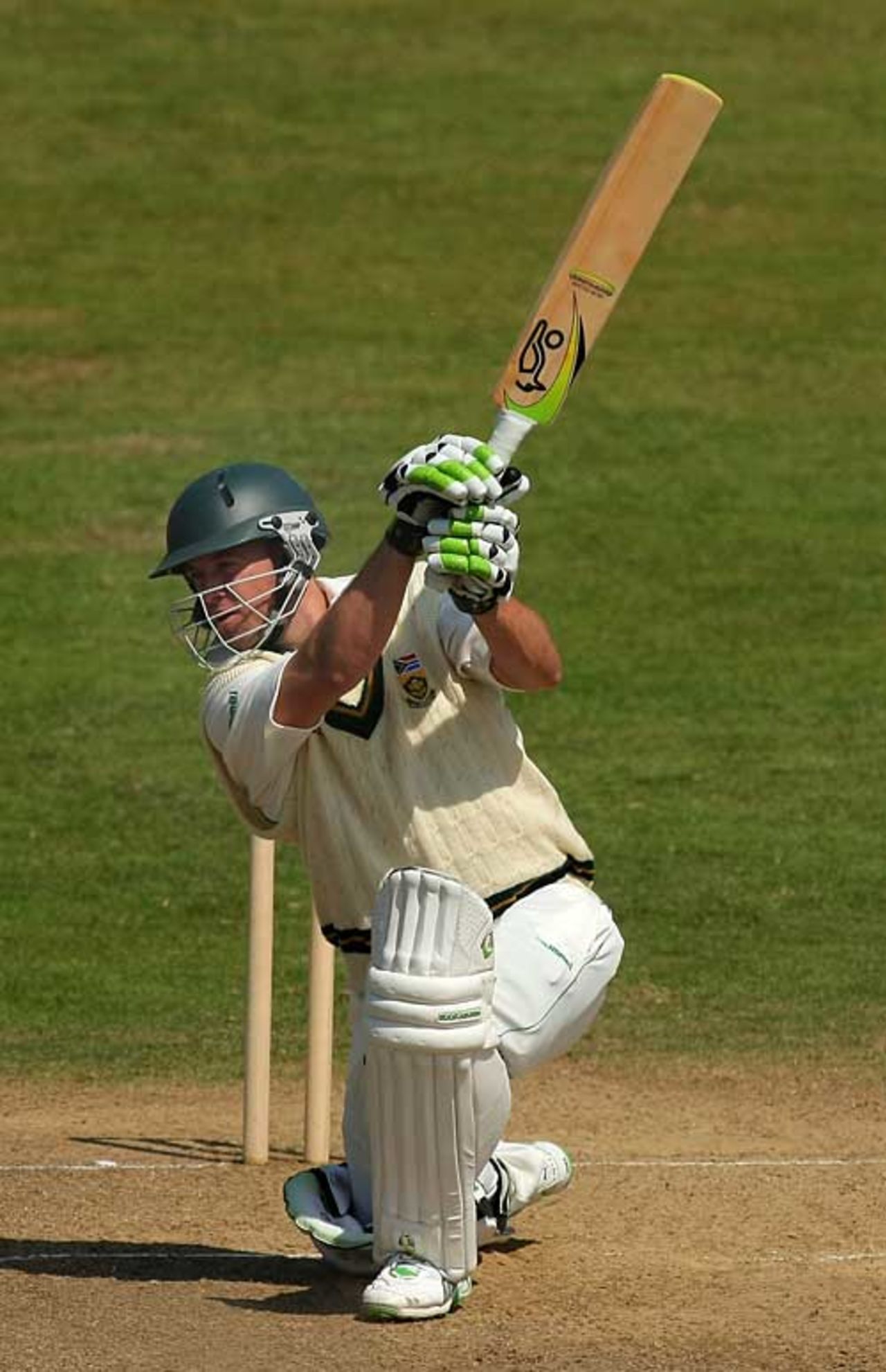 AB de Villiers flays a drive through the covers, Somerset v South Africans, 3rd day, Taunton, July 1, 2008