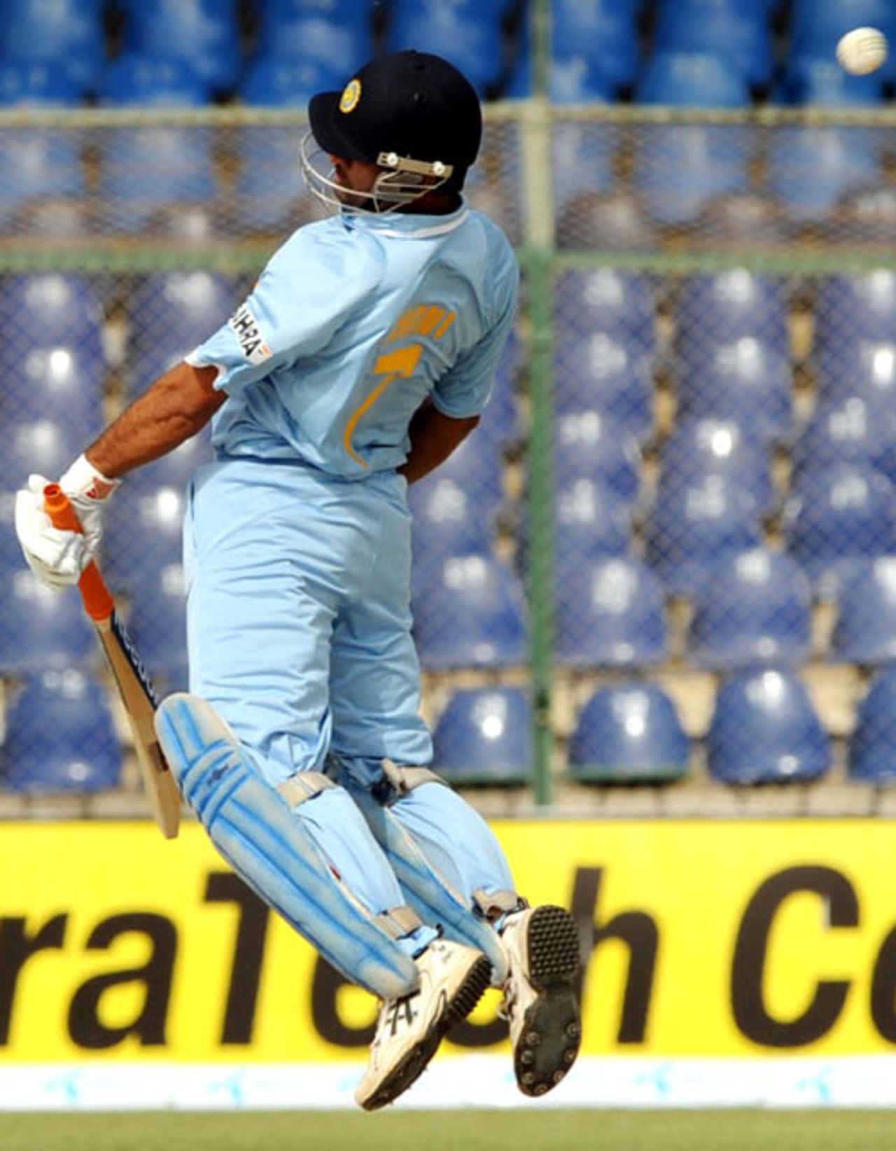Mahendra Singh Dhoni ducks out of a bouncer, Pakistan v India, Super Four, Asia Cup, Karachi, July 2, 2008