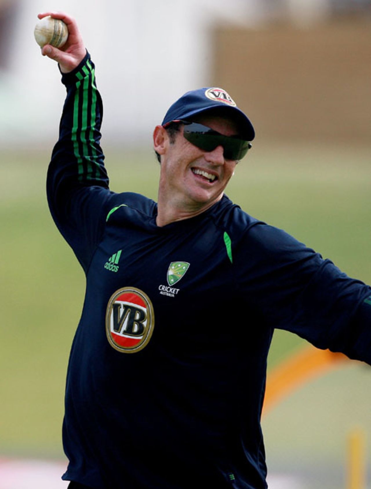 David Hussey throws the ball during Australia's training session, St Kitts, July 2, 2008