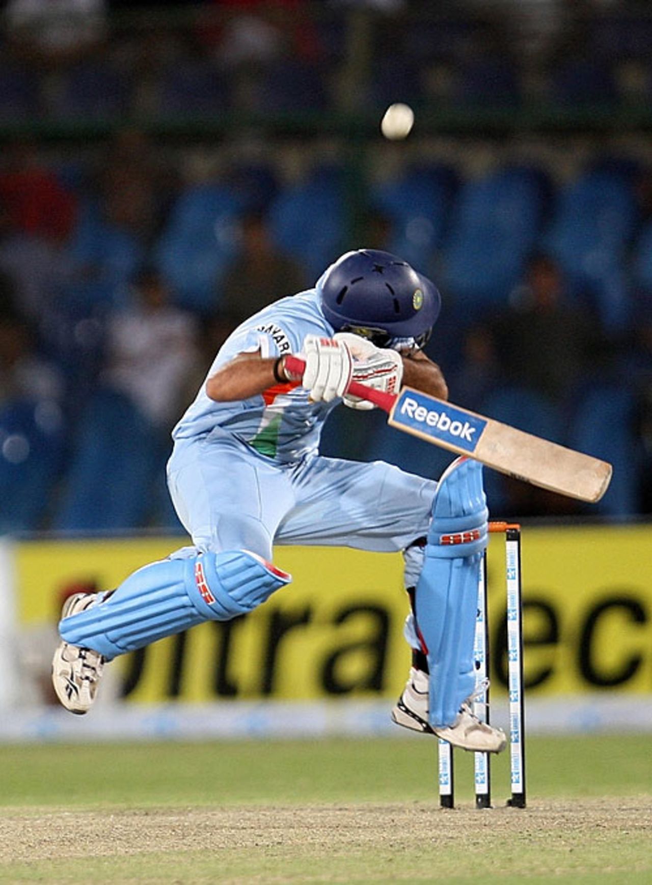 Yuvraj Singh ducks a bouncer, India v Sri Lanka, Super Four, Asia Cup, Karachi, July 3, 2008