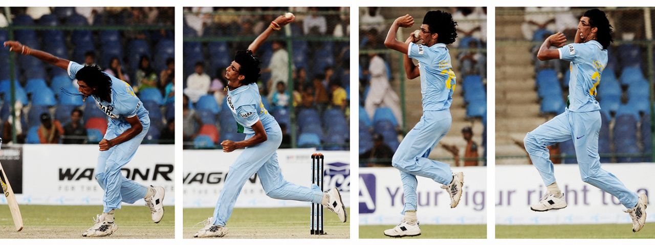 Ishant Sharma in his final delivery stride, India v Sri Lanka, Asia Cup final, Karachi, July 6, 2008
