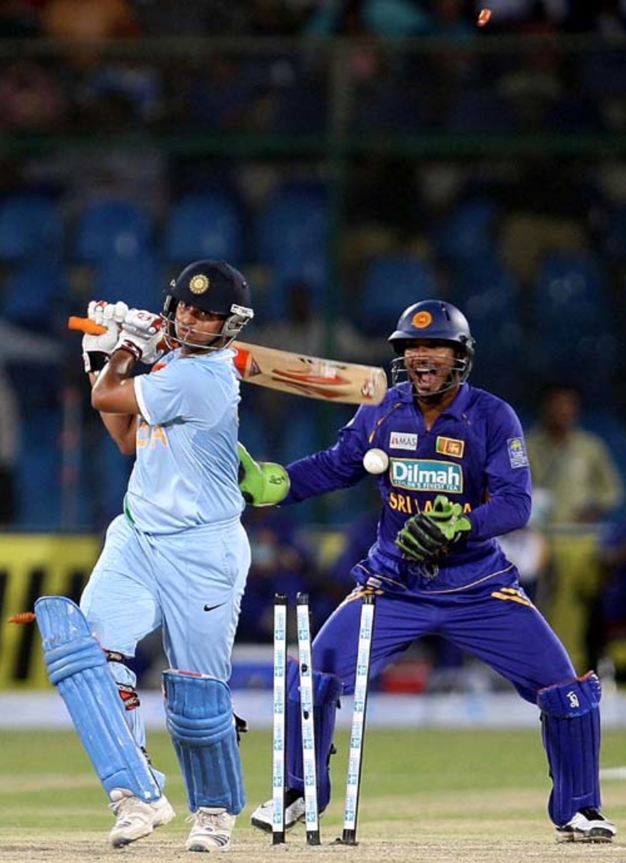 Suresh Raina's heave across the line resulted in his downfall, India v Sri Lanka, Asia Cup final, Karachi, July 6, 2008