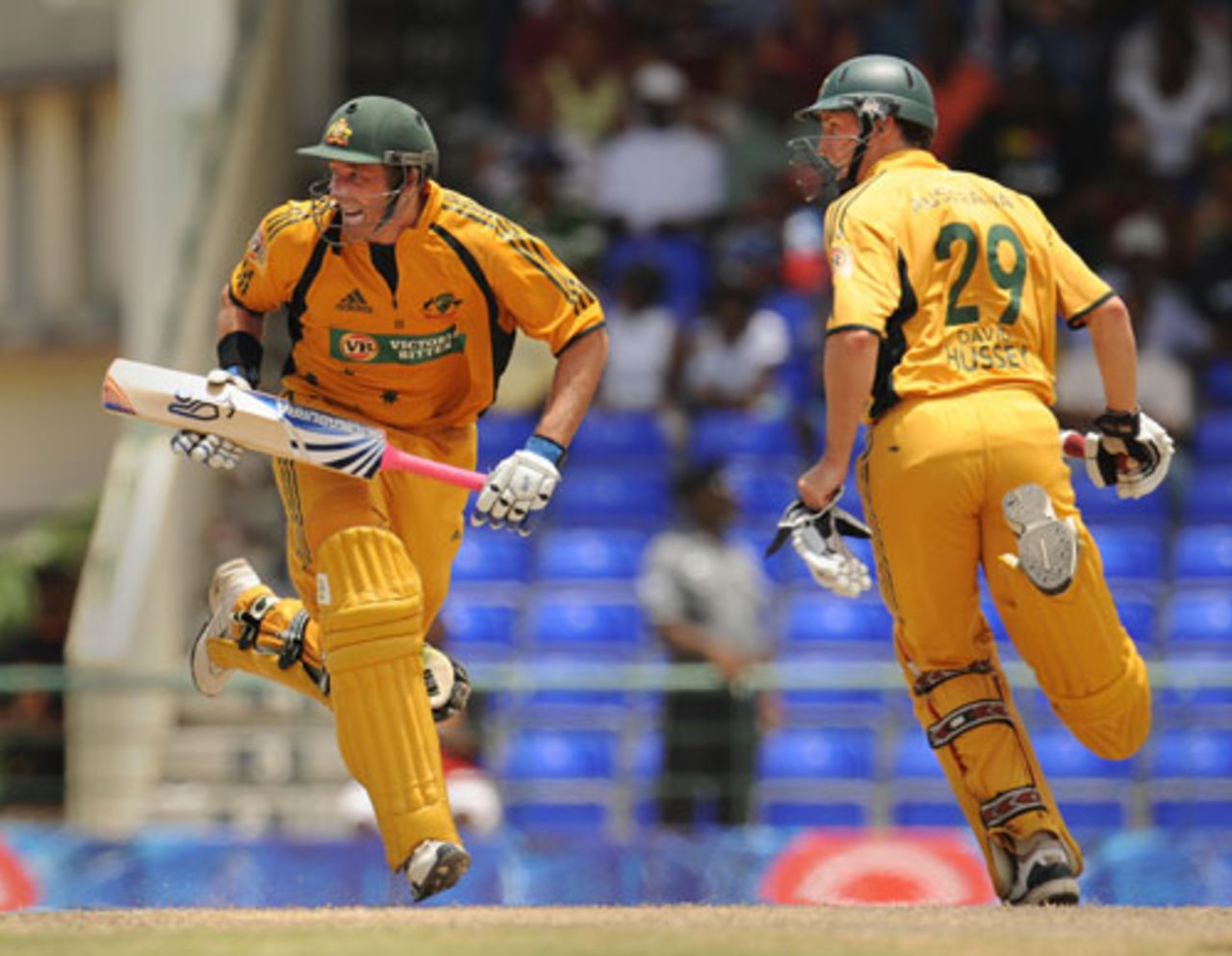 Michael Hussey and David Hussey bat together for the first time at international level, West Indies v Australia, 5th ODI, St Kitts, July 6, 2008