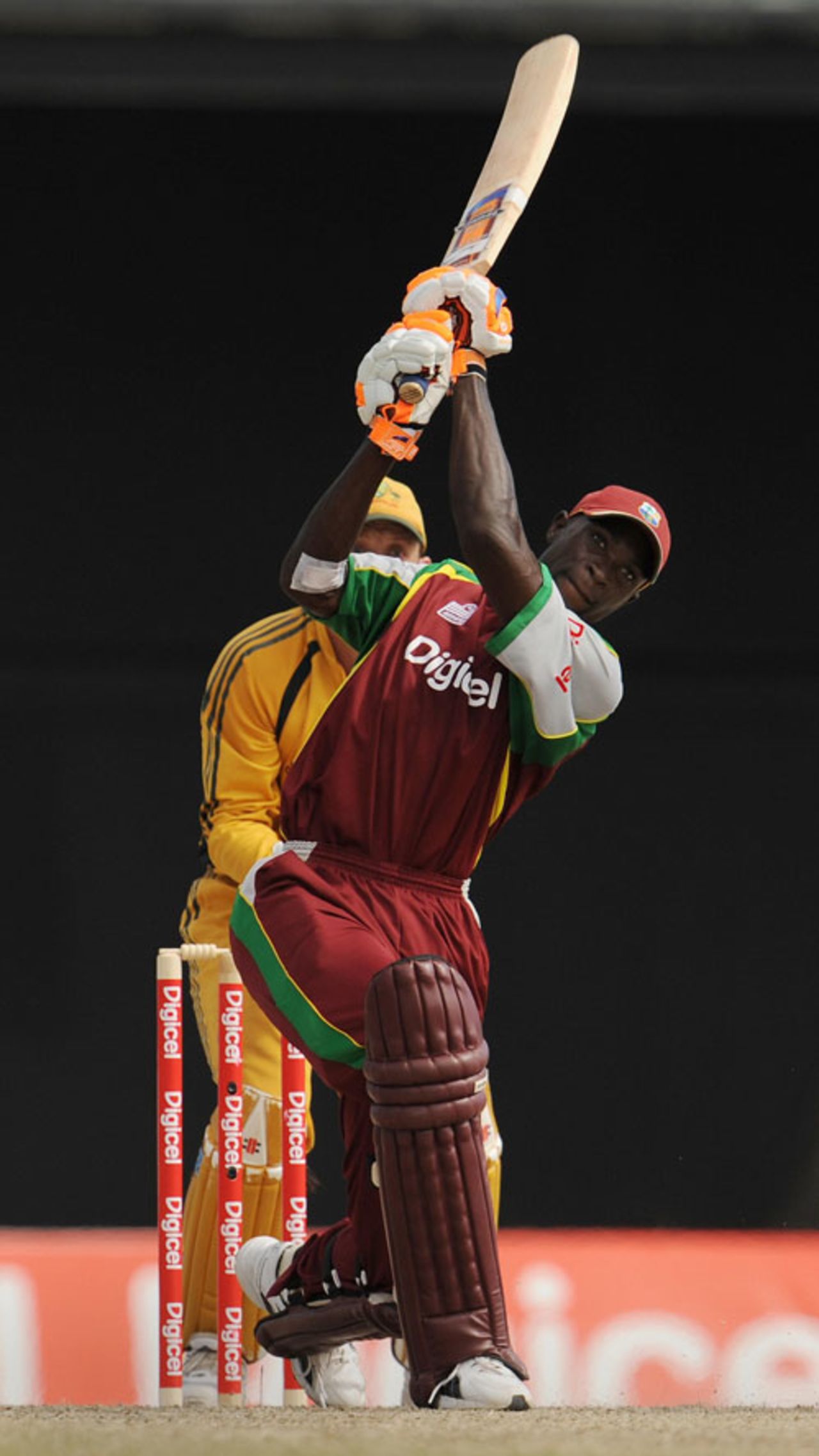 Shawn Findlay drives on his way to 59, West Indies v Australia, 5th ODI, St Kitts, July 6, 2008