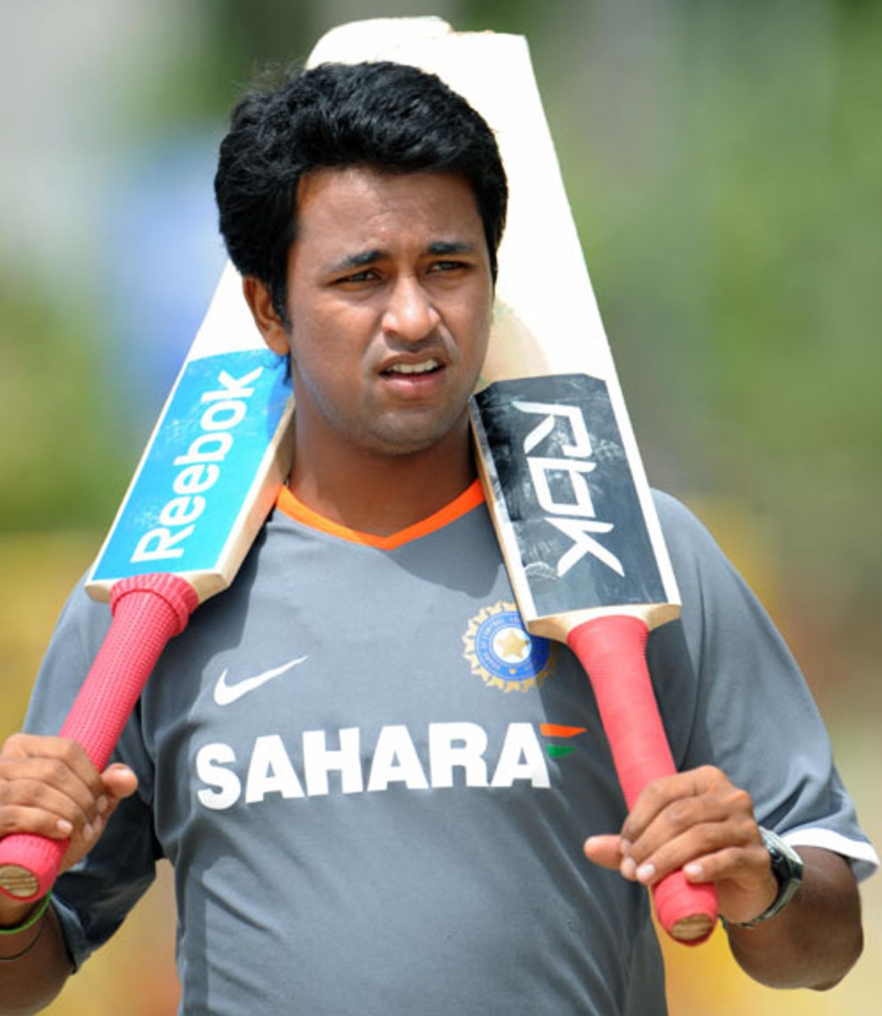 Pragyan Ojha arrives for a training session, Karachi, July 5, 2008