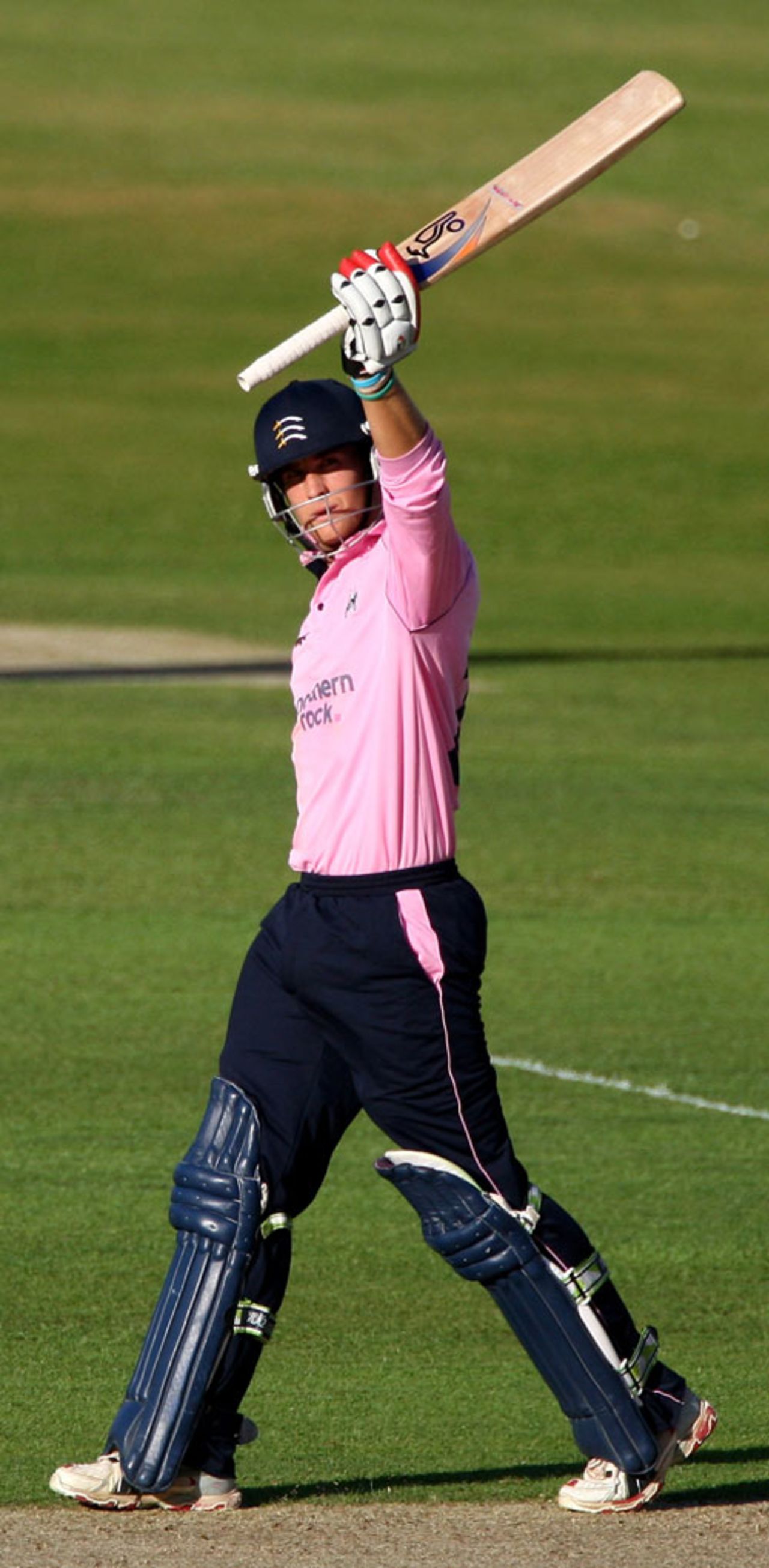 Dawid Malan acknowledges applause for his magical 103, Middlesex v Lancashire, quarter-final, Twenty20 Cup, The Oval, July 8, 2008