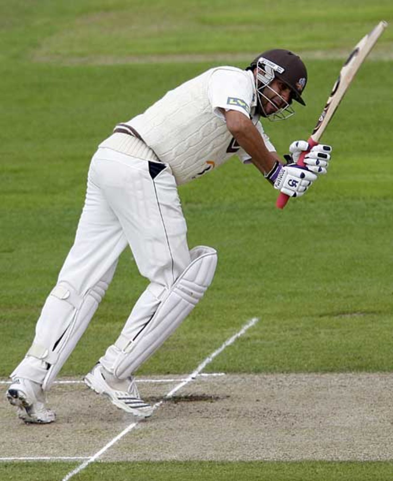 Usman Afzaal clips off his legs during his 89, Nottinghamshire v Surrey, County Championship, Trent Bridge, July 12, 2008