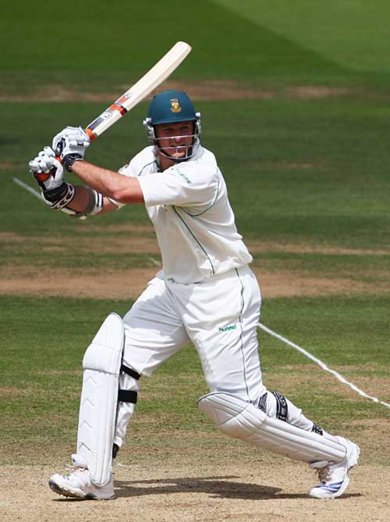Graeme Smith produces a rare flourish during his obdurate innings, England v South Africa, 1st Test, Lord's, 4th day, July 13, 2008