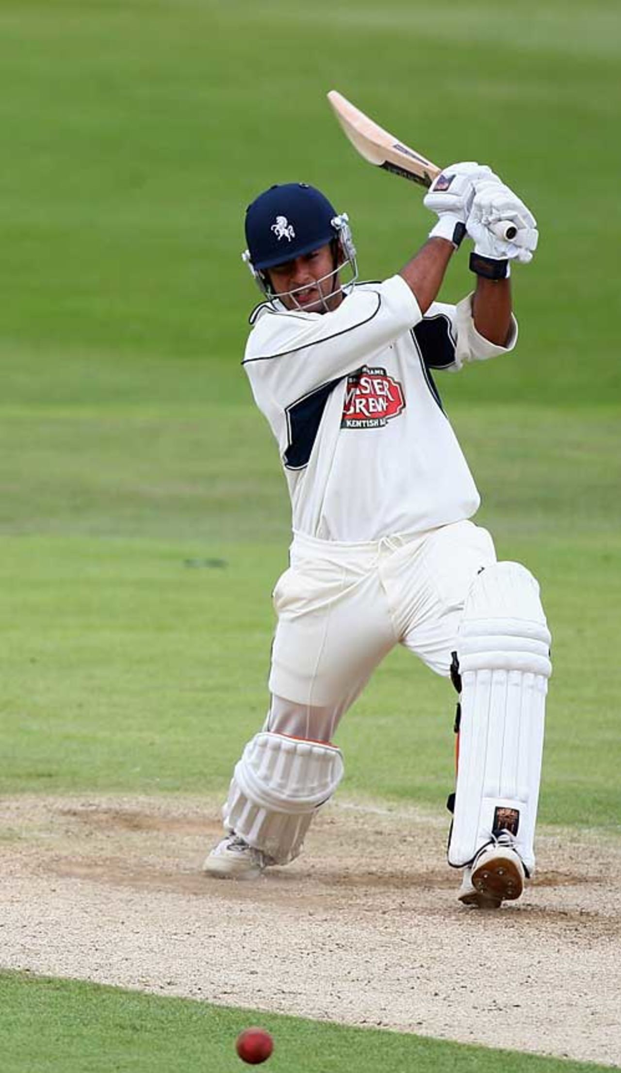 Yasir Arafat drives down the ground during his unbeaten 90, Kent v Yorkshire, County Championship, Canterbury, July 13, 2008