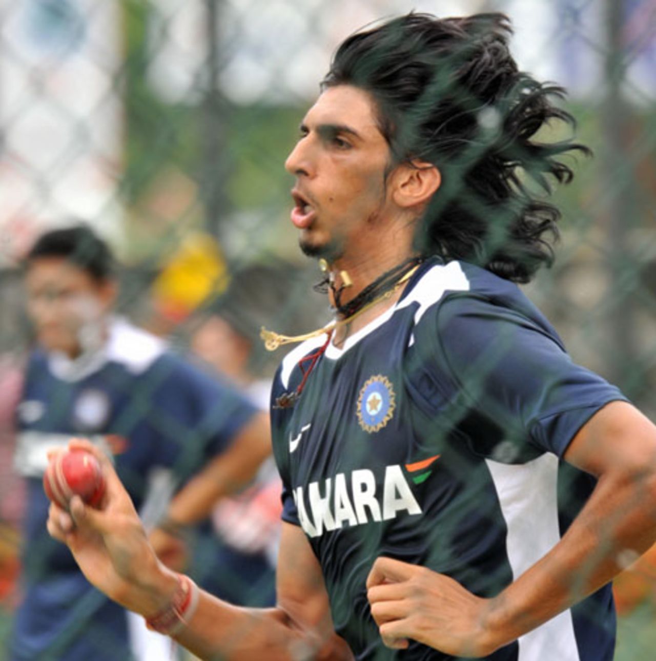 Ishant Sharma charges in during training, Colombo, July 16, 2008