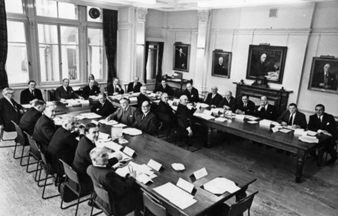 The MCC committee meets to discuss the 1970 South Africa tour, Lord's, January 22, 1969