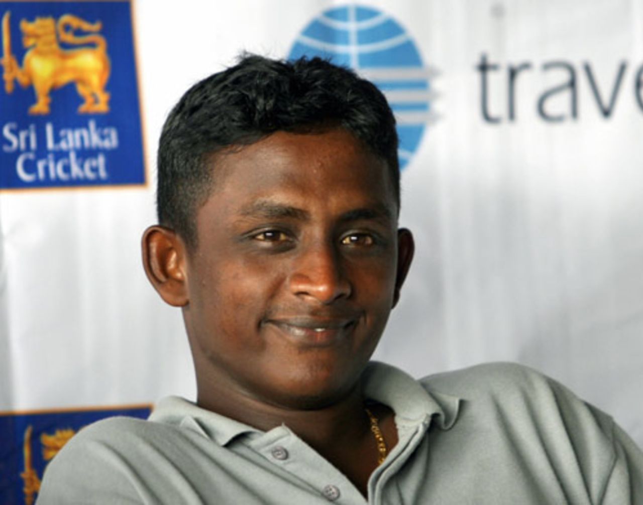 Ajantha Mendis in a relaxed mood at a function to promote the Sri Lanka-India Test series, Colombo, July 17, 2008