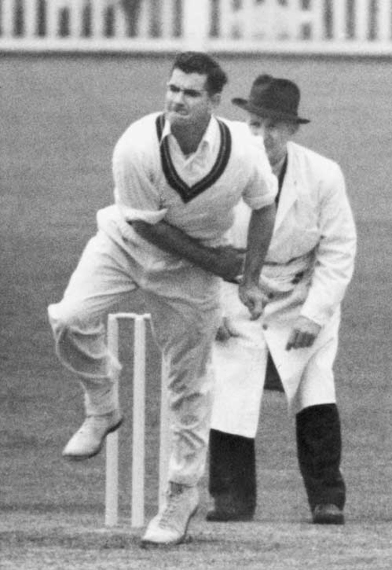West Indies bowler Denis Atkinson in action