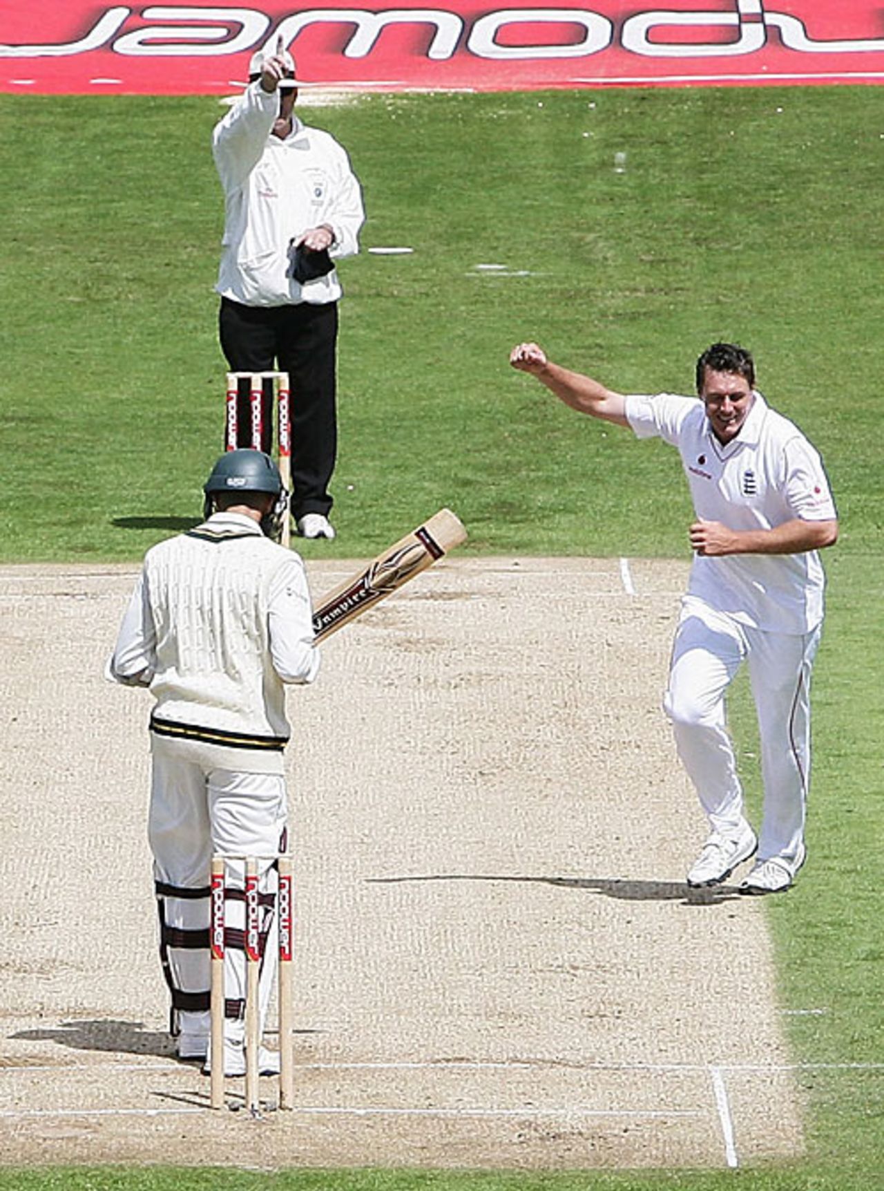 Darren Pattinson celebrates his maiden Test wicket, that of Hashim Amla, England v South Africa, 2nd Test, Headingley, July 19, 2008