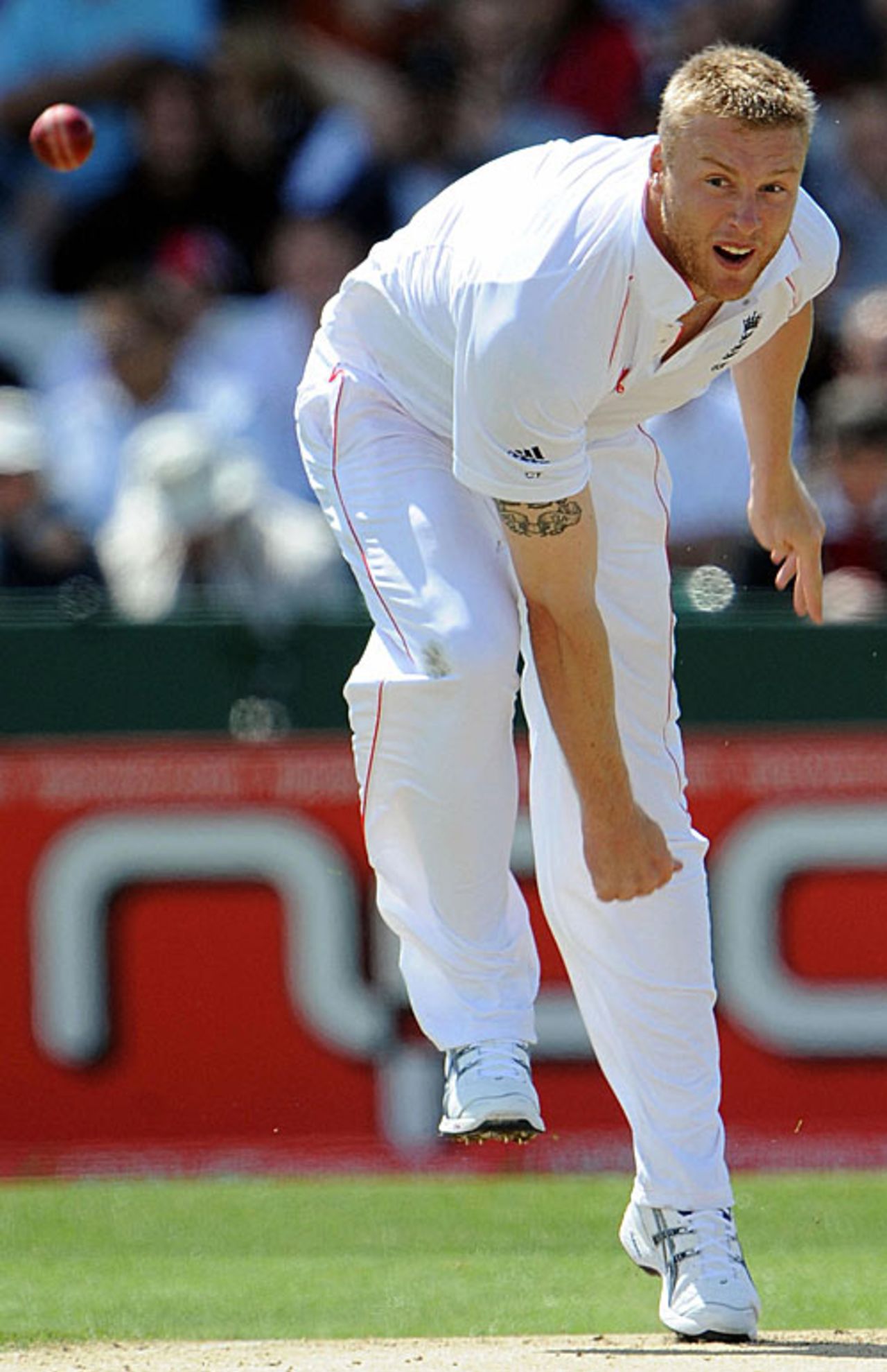 Andrew Flintoff in full flow for England, England v South Africa, 2nd Test, Headingley, July 19, 2008