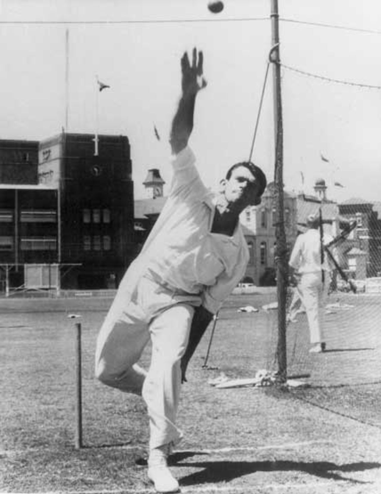 John Gleeson bowls in the nets
