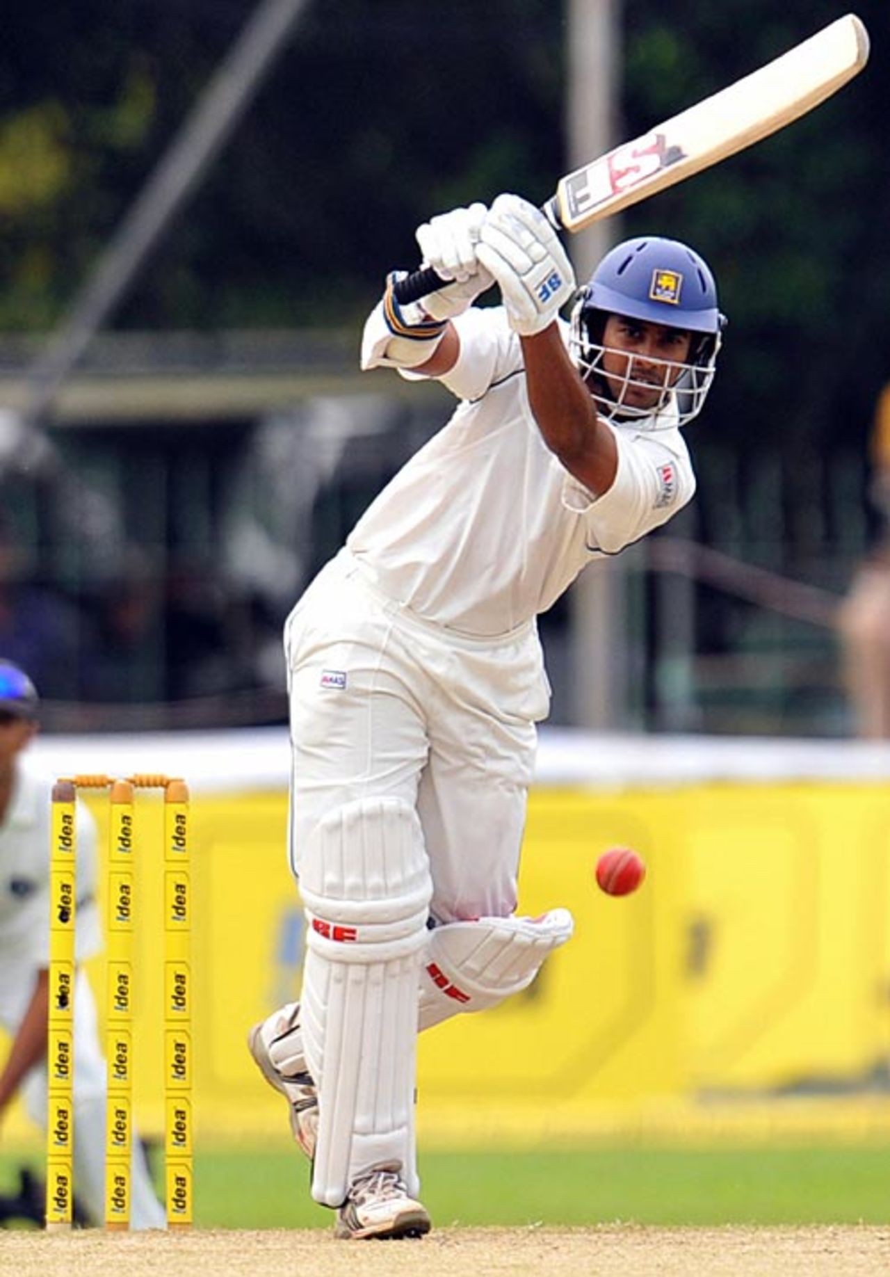 Malinda Warnapura drives on his way to fifty, Sri Lanka v India, 1st Test, SSC, Colombo, 1st day, July 23, 2008