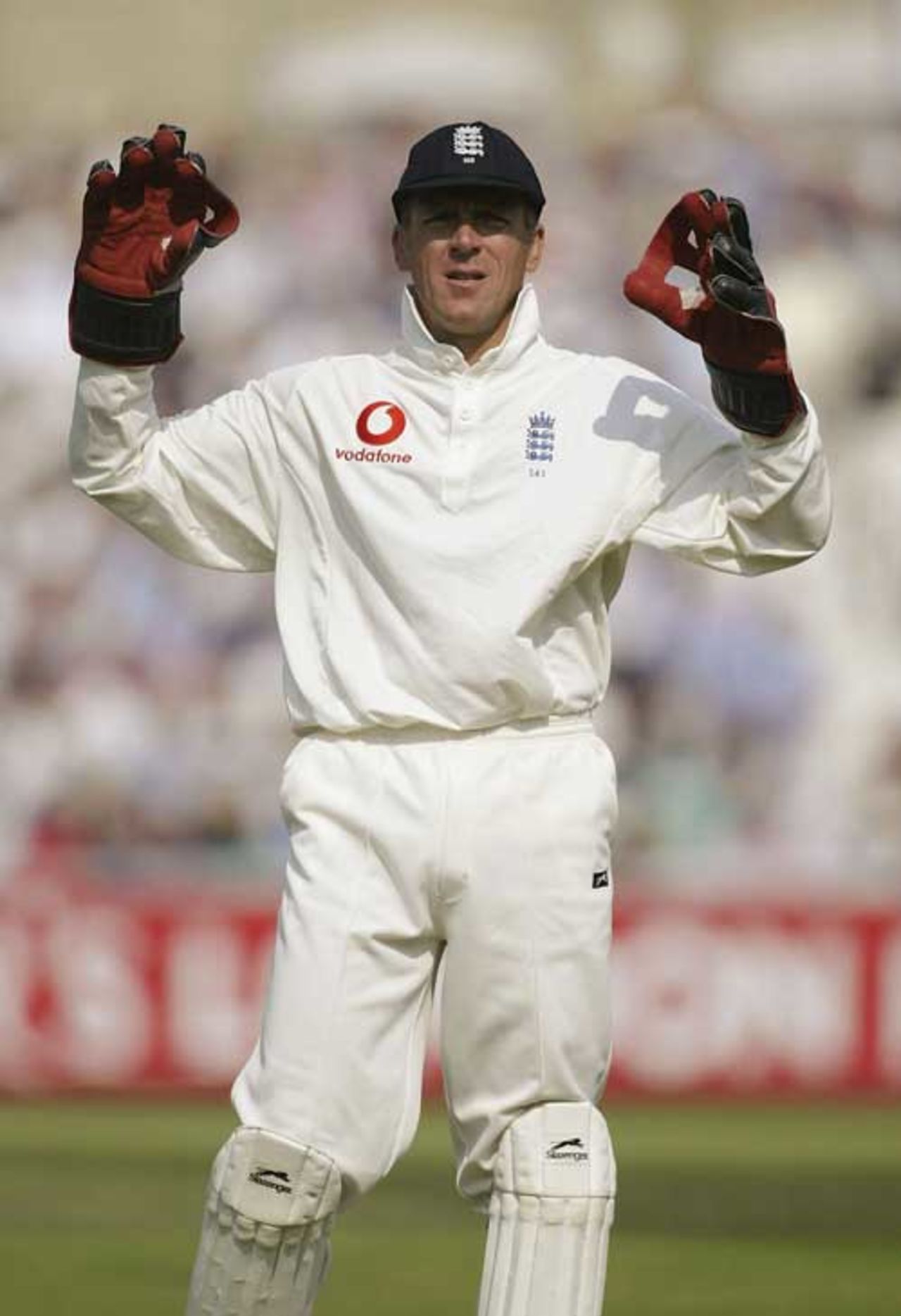 Alec Stewart signals to his team-mates, England v South Africa, fifth Test, The Oval, 2003