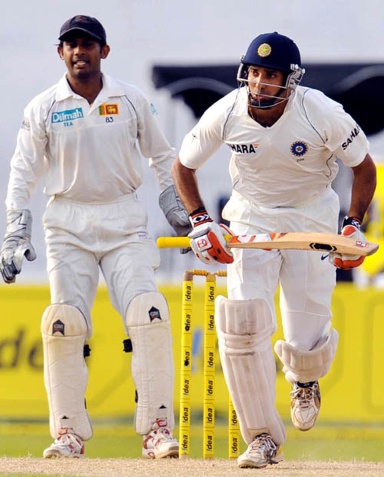 VVS Laxman heads for a run as Prasanna Jayawardene looks on, Sri Lanka v India, 1st Test, SSC, Colombo, 3rd day, July 25, 2008
