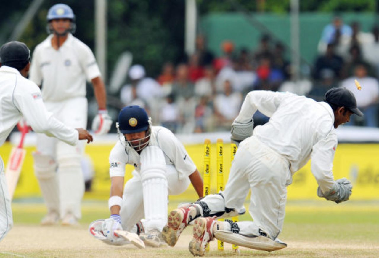 Gautam Gambhir is brilliantly stumped by Prasanna Jayawardene, Sri Lanka v India, 1st Test, SSC, Colombo, 4th day, July 26, 2008