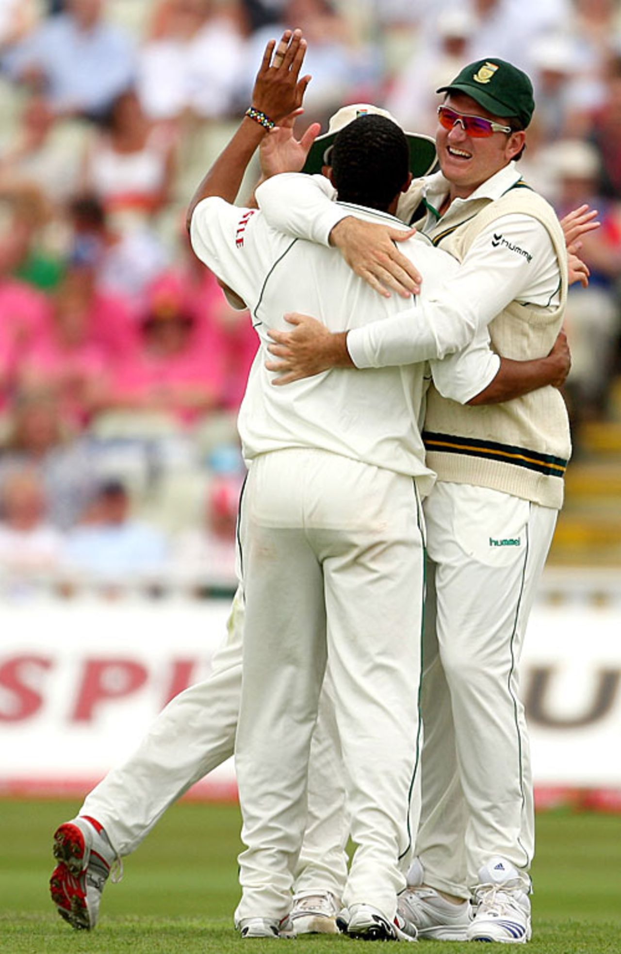 Graeme Smith congratulates Makhaya Ntini on another wicket, England v South Africa, 3rd Test, July 30, 2008