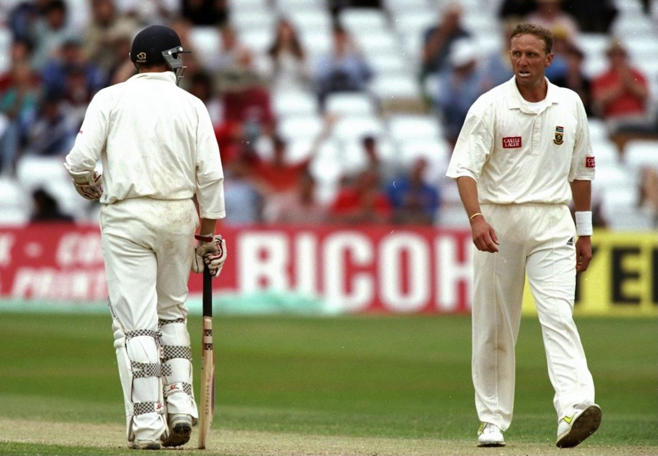 Mike Atherton and Allan Donald have a staring match, England v South Africa, fourth Test,  Trent Bridge, 1998