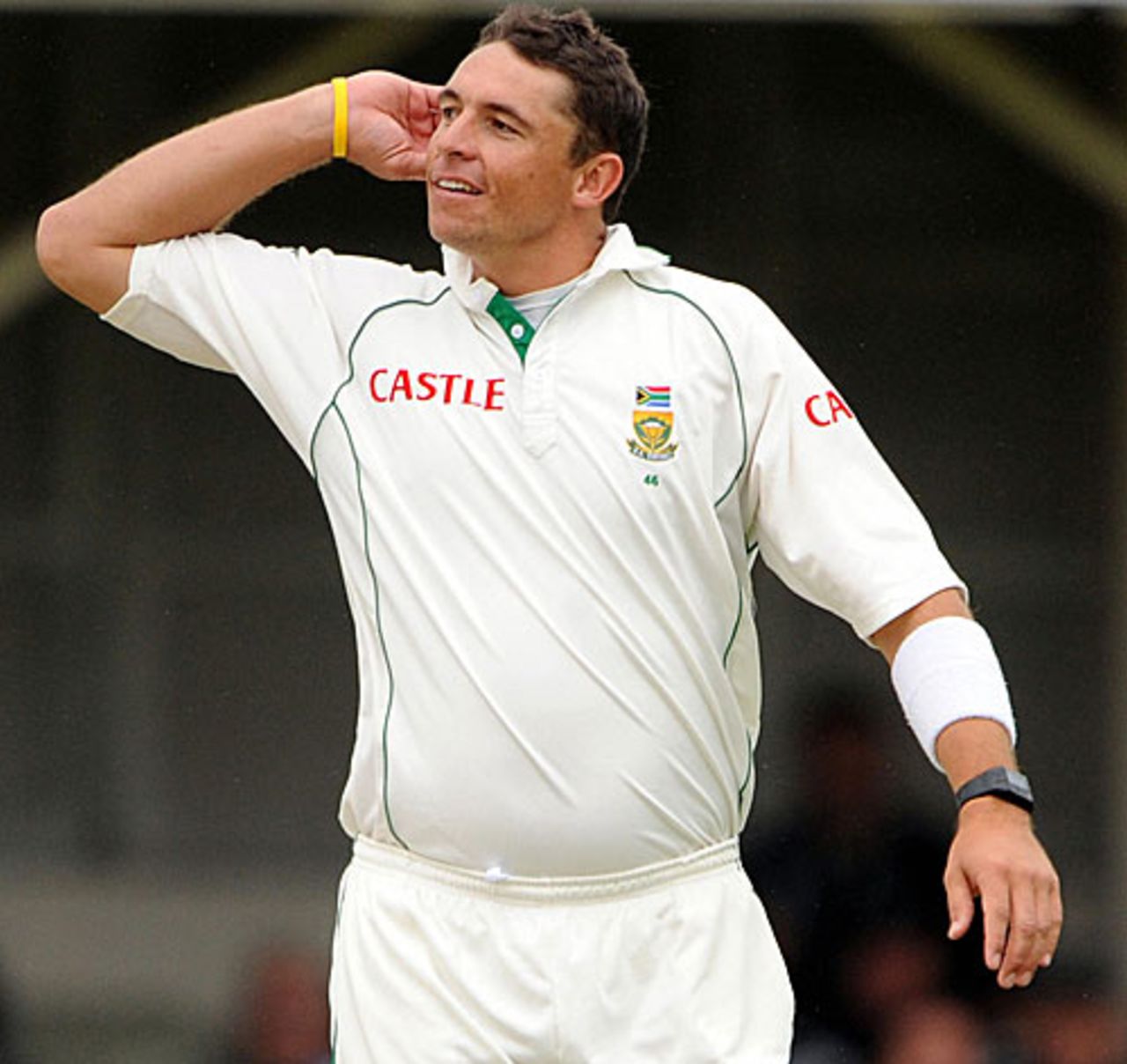 Andre Nel cups his ear to the noisy Edgbaston crowd, England v South Africa, 1st Test, Edgbaston, August 1, 2008